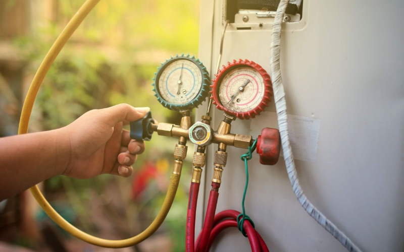 Khu vực bơm gas điều hòa tại Hà Nội
